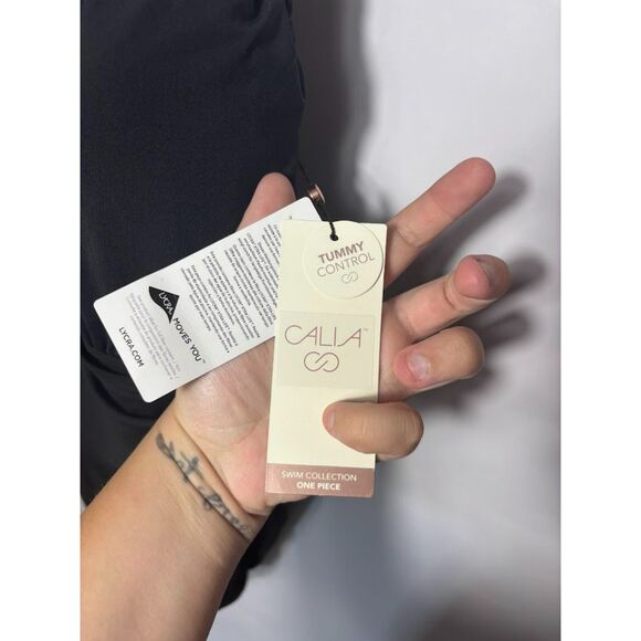 Calia Swimsuit Women's Size 22 Black Tummy Control One Piece Slimming NWT Ruched - Picture 4 of 4